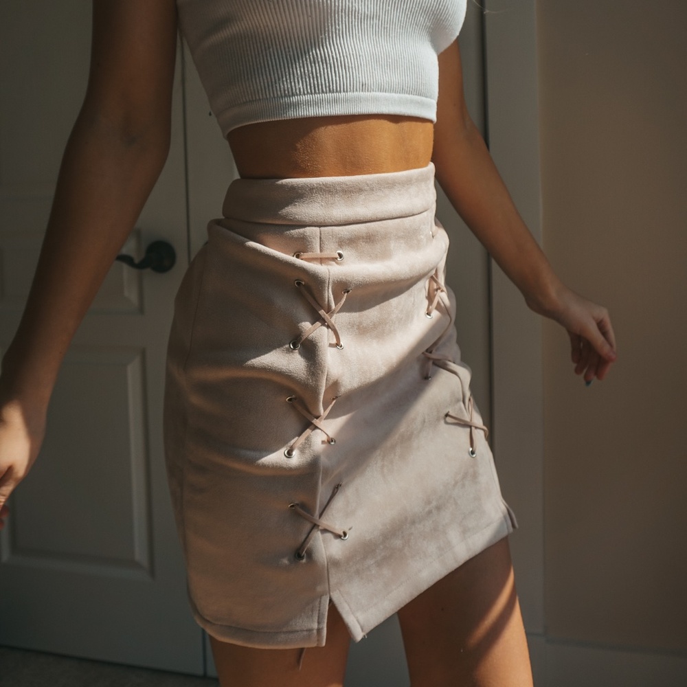 Brand new baby pink velvet skirt